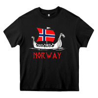 Black boat norwegian flag norway viking ship norway Heavy Core Tee - FloraArt