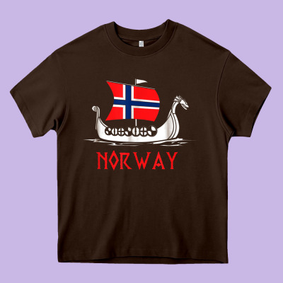 Boat Norwegian Flag Norway Viking Ship Norway Heavy Core Tee Designed By Floraart