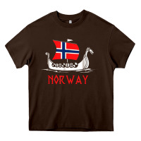 Chocolate Brown boat norwegian flag norway viking ship norway Heavy Core Tee - FloraArt