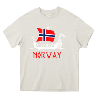 Cream boat norwegian flag norway viking ship norway Heavy Core Tee - FloraArt