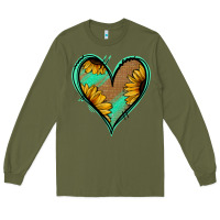 Army Green Sunflower Heart Long Sleeve Tee - Jasminsmagicworld