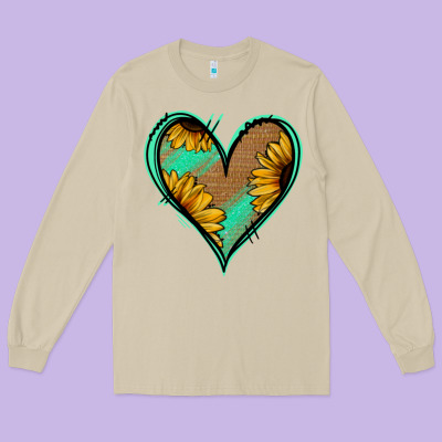 Sunflower Heart Long Sleeve Tee Designed By Jasminsmagicworld