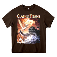 Chocolate Brown Clash of the Titans (Transparent) Heavy Core Tee - ArtMosaic