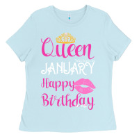 Baby Blue Queen Was Born İn January Happy Birthday Ladies Tee - Bettercallsaul