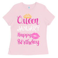 Bubblegum Pink Queen Was Born İn January Happy Birthday Ladies Tee - Bettercallsaul