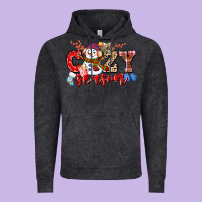 Cozy Season Snowman Vintage Hoodie Designed By Cowgirlartshop