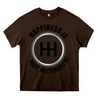 Chocolate Brown Happiness is Not Automatic..Save the manuals.. 3 Pedals Cars Lovers gi Heavy Core Tee - ArtMosaic