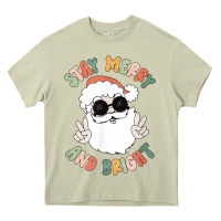 Mossy funny groovy stay merry and bright christmas santa claus t shirt Heavy Core Tee - ArtMosaic