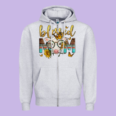 Western Blessed Mom Baby Calf Zipper Hoodie Designed By Lillyallendesigns
