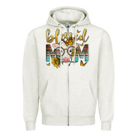 Oatmeal Heather Western Blessed Mom Baby Calf Zipper Hoodie - LillyAllenDesigns