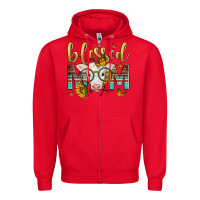 Red Western Blessed Mom Baby Calf Zipper Hoodie - LillyAllenDesigns