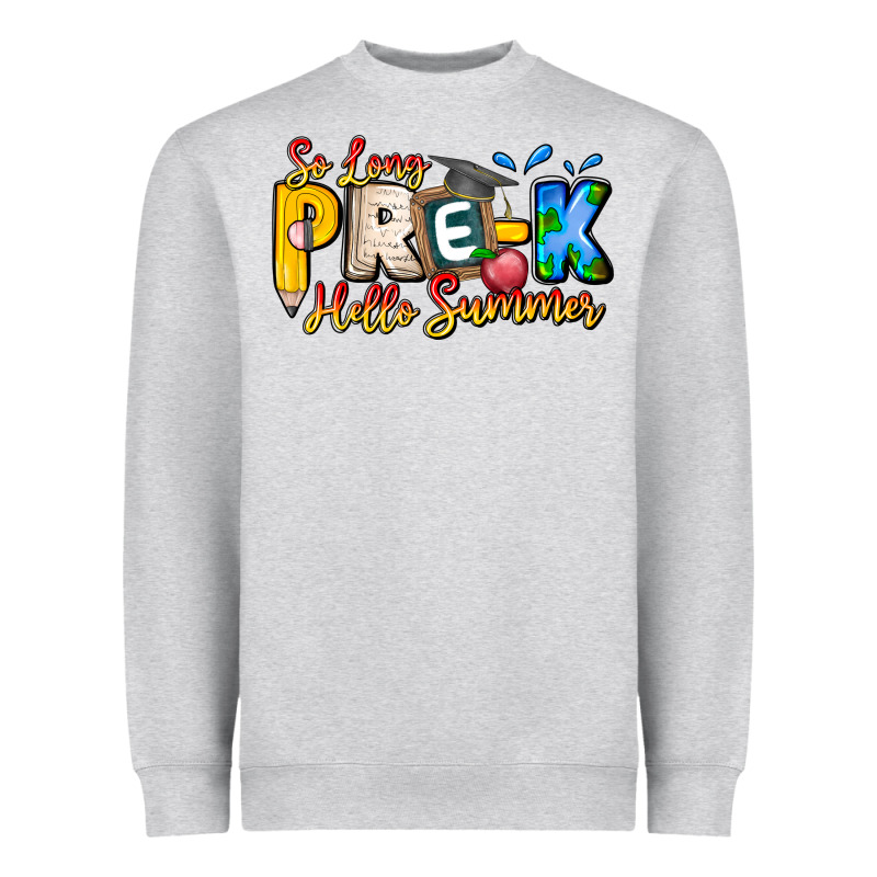 So Long Pre K Hello Summer Heavyweight Sweatshirt by CowhideDigitalArt | Teevron