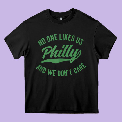 Philly No One Likes Us And We Don't Care Green Text Tank Top Heavy Core Tee Designed By Artmosaic