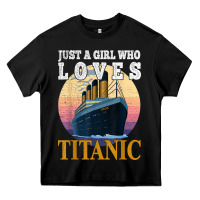 Black ship just a girl who loves titanic boat titanic girls woman t shirt Heavy Core Tee - ArtMosaic