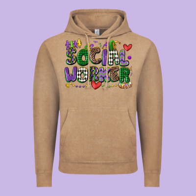 Social Worker Mardi Gras Cowgirl Vintage Hoodie Designed By Cowgirlartshop