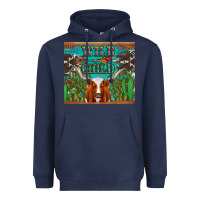 Navy whild child longhorn  cactus cowhide Heavyweight Hoodie - Artiststas