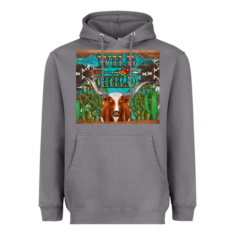 Whild Child Longhorn  Cactus Cowhide Heavyweight Hoodie by Artiststas | Teevron