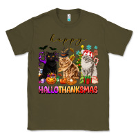 Army Green happy hallothanksmas cats Classic Tee - texasbilliewilder