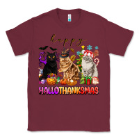 Burgundy happy hallothanksmas cats Classic Tee - texasbilliewilder