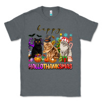Charcoal Heather happy hallothanksmas cats Classic Tee - texasbilliewilder