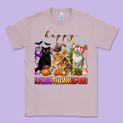 Happy Hallothanksmas Cats Classic Tee Designed By Texasbilliewilder