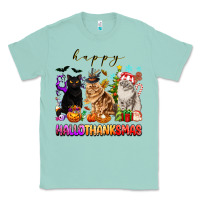 Seafoam happy hallothanksmas cats Classic Tee - texasbilliewilder