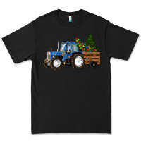 Black Blue Christmas Tractor Premium Tee - RanaPortraitStore