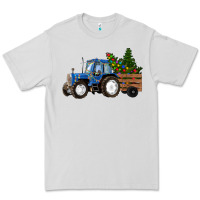 Dove Grey Blue Christmas Tractor Premium Tee - RanaPortraitStore