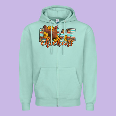 Love Chickens Zipper Hoodie Designed By Lillyallendesigns