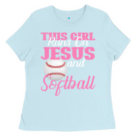 Baby Blue This Girl Jesus And Softball Ladies Tee - Bettercallsaul