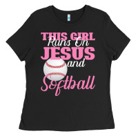 Black This Girl Jesus And Softball Ladies Tee - Bettercallsaul