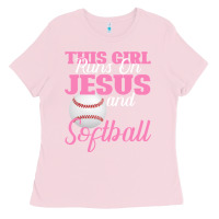 Bubblegum Pink This Girl Jesus And Softball Ladies Tee - Bettercallsaul
