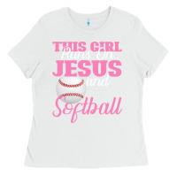 White This Girl Jesus And Softball Ladies Tee - Bettercallsaul