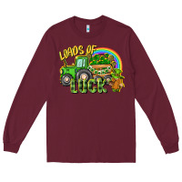 Burgundy Loads of luck tractor Long Sleeve Tee - CowGirlArtShop