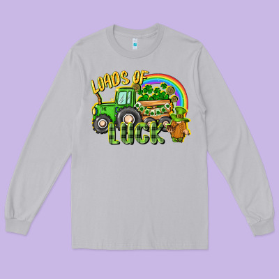 Loads Of Luck Tractor Long Sleeve Tee Designed By Cowgirlartshop