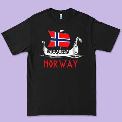 Boat Norwegian Flag Norway Viking Ship Norway Premium Tee Designed By Floraart