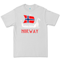 Dove Grey boat norwegian flag norway viking ship norway Premium Tee - FloraArt