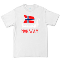 White boat norwegian flag norway viking ship norway Premium Tee - FloraArt