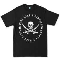 Black Work like a captain party like a pirate Premium Tee - FloraArt