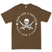 Cacao Work like a captain party like a pirate Premium Tee - FloraArt