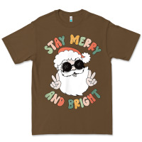 Cacao funny groovy stay merry and bright christmas santa claus t shirt Premium Tee - ArtMosaic