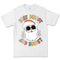 White funny groovy stay merry and bright christmas santa claus t shirt Premium Tee - ArtMosaic