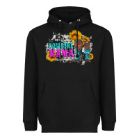 Black cowgirl mama with boots and sunflowers and cowhide Heavyweight Hoodie - Artiststas