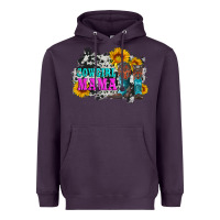Plum cowgirl mama with boots and sunflowers and cowhide Heavyweight Hoodie - Artiststas