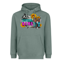 Sage cowgirl mama with boots and sunflowers and cowhide Heavyweight Hoodie - Artiststas