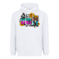 White cowgirl mama with boots and sunflowers and cowhide Heavyweight Hoodie - Artiststas