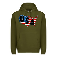 Army Green Usa Premium Hoodie - CowhideDigitalArt
