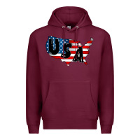 Burgundy Usa Premium Hoodie - CowhideDigitalArt
