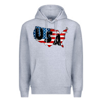 Heather Grey Usa Premium Hoodie - CowhideDigitalArt