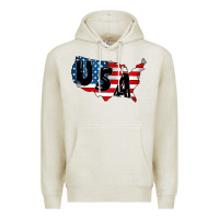 Oatmeal Heather Usa Premium Hoodie - CowhideDigitalArt